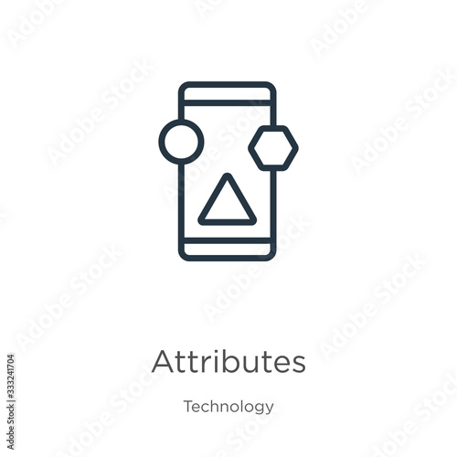 Attributes icon. Thin linear attributes outline icon isolated on white background from technology collection. Line vector sign, symbol for web and mobile