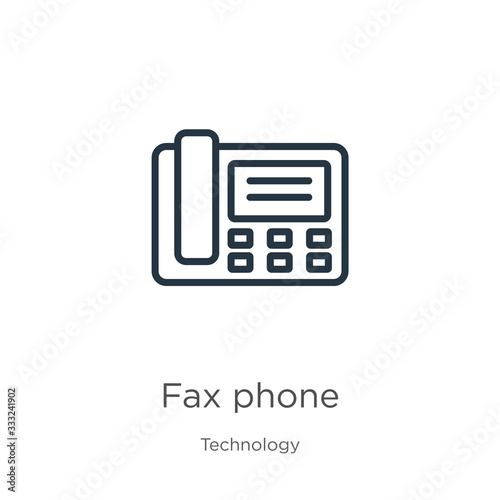 Fax phone icon. Thin linear fax phone outline icon isolated on white background from technology collection. Line vector sign, symbol for web and mobile