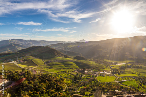 Sperlinga Sicily Italy -  View of the medieval fortification and panorama of countryside around