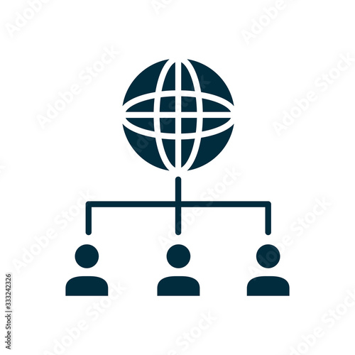 global sphere with avatar people connected icon, silhouette style