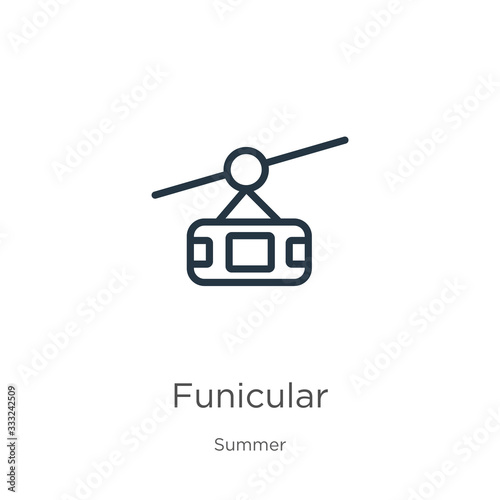 Funicular icon. Thin linear funicular outline icon isolated on white background from summer collection. Line vector sign, symbol for web and mobile