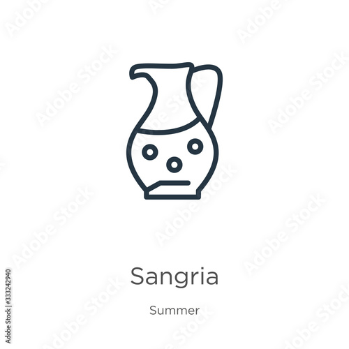 Sangria icon. Thin linear sangria outline icon isolated on white background from summer collection. Line vector sign, symbol for web and mobile
