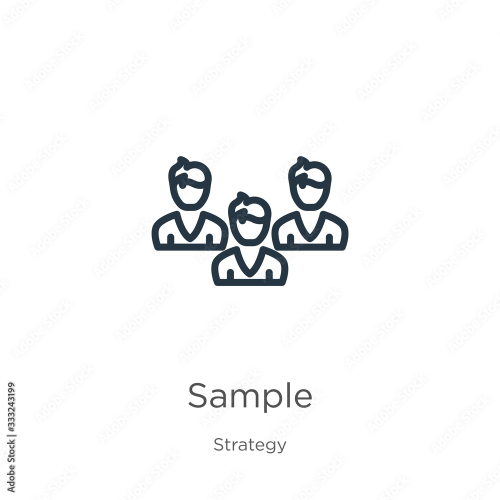 Sample icon. Thin linear sample outline icon isolated on white background from strategy collection. Line vector sign, symbol for web and mobile Sample icon. Thin linear sample outline icon isolated on white background from strategy collection. Line vector sign, symbol for web and mobile