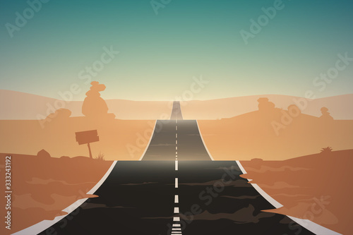 Desert landscape with road illustration