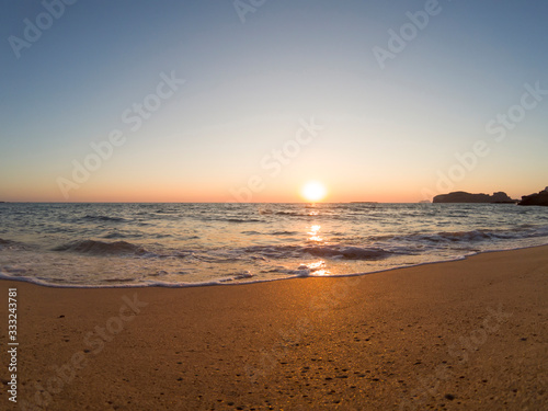 Beautiful sunset on Falasarna beach in Crete Greece.