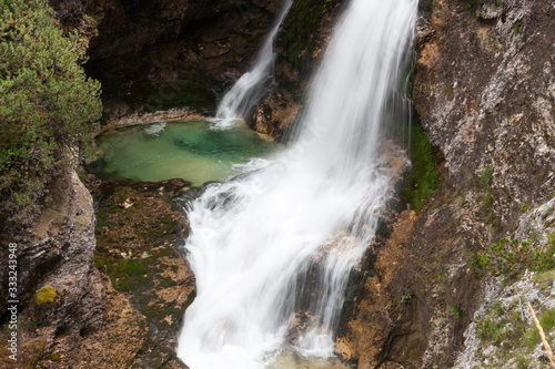 Fanes Waterfalls in Fanes Sennes Braies Nature Park  Cortina d Ampezzo  Dolomites  Italy