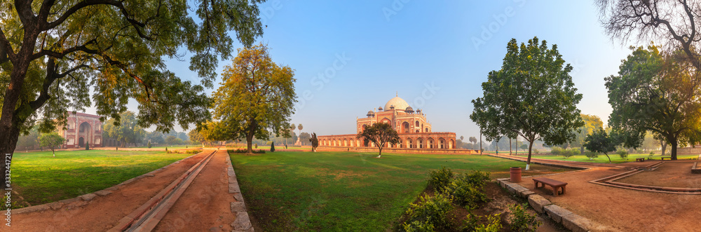 Humayun's Tomb Garden, beautiful panorama, New Delhi, India