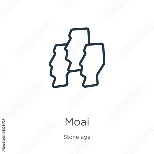 Moai icon. Thin linear moai outline icon isolated on white background from stone age collection. Line vector sign, symbol for web and mobile