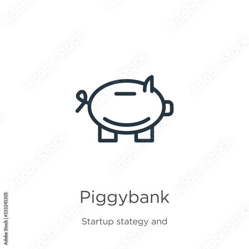 Piggybank icon. Thin linear piggybank outline icon isolated on white background from startup stategy and success collection. Line vector sign, symbol for web and mobile