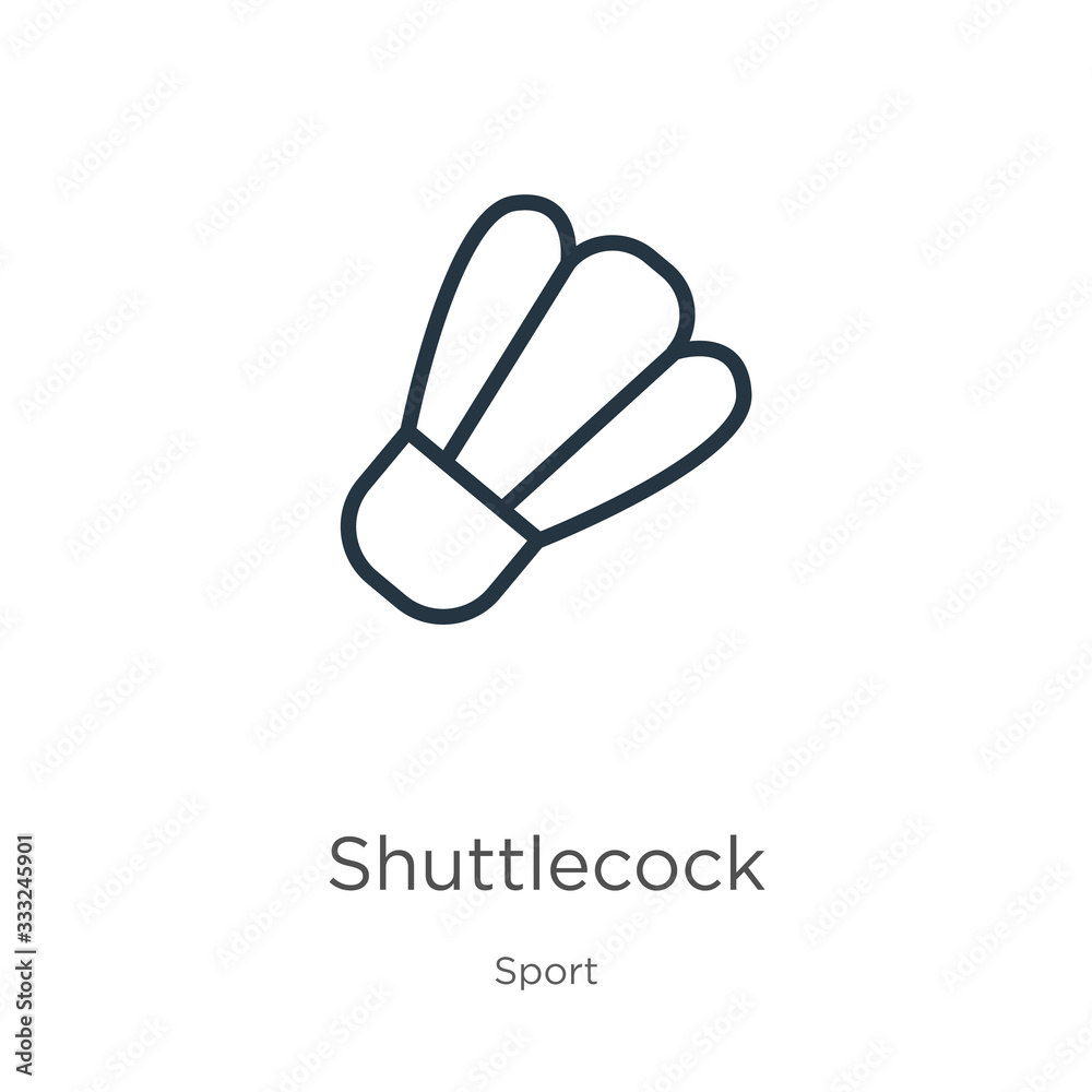 Shuttlecock icon. Thin linear shuttlecock outline icon isolated on white background from sport collection. Line vector sign, symbol for web and mobile