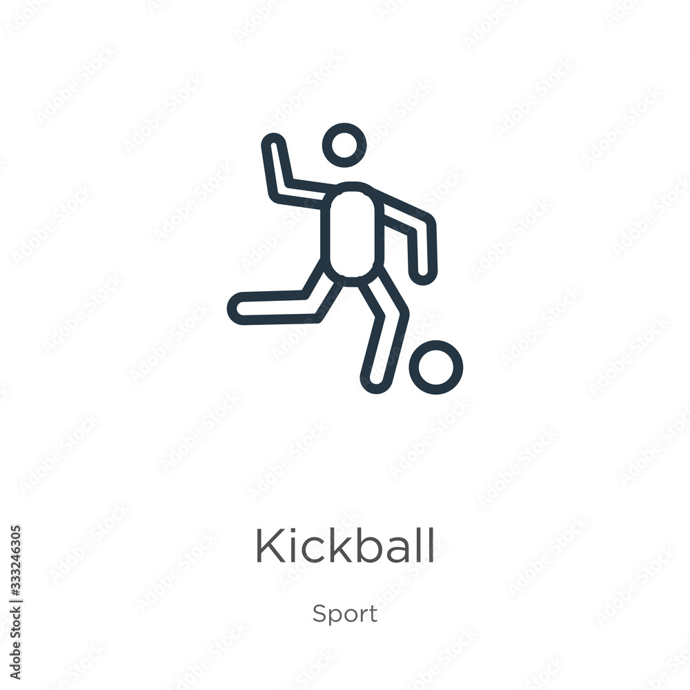 Kickball icon. Thin linear kickball outline icon isolated on white background from sport collection. Line vector sign, symbol for web and mobile Kickball icon. Thin linear kickball outline icon isolated on white background from sport collection. Line vector sign, symbol for web and mobile