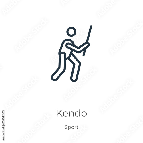 Kendo icon. Thin linear kendo outline icon isolated on white background from sport collection. Line vector sign, symbol for web and mobile