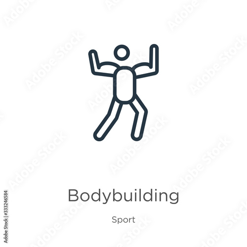 Bodybuilding icon. Thin linear bodybuilding outline icon isolated on white background from sport collection. Line vector sign, symbol for web and mobile