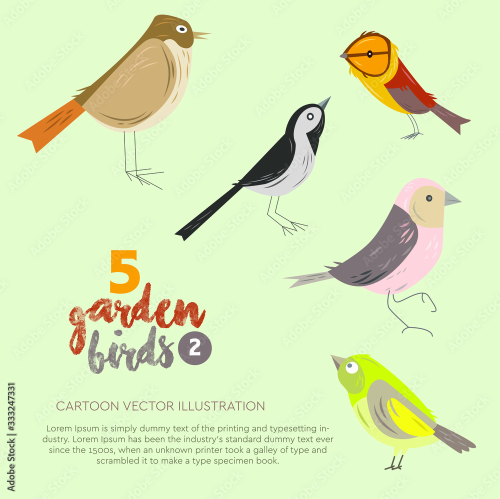 Simple garden bird character vector illustration. Good for design object element on any media. 