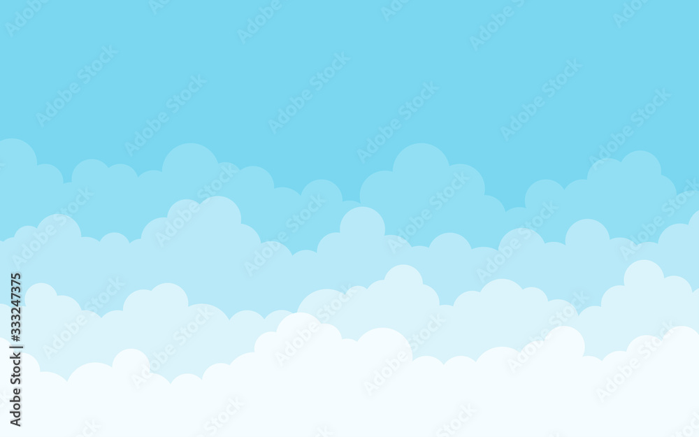 Softness white clouds on top with blue sky outdoor landscape vector background design illustration