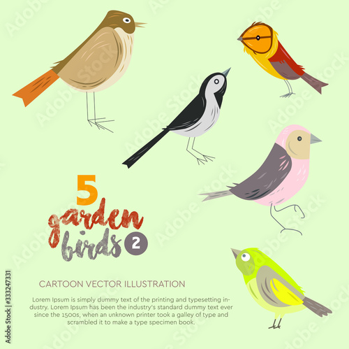 Simple garden bird character vector illustration. Good for design object element on any media. 