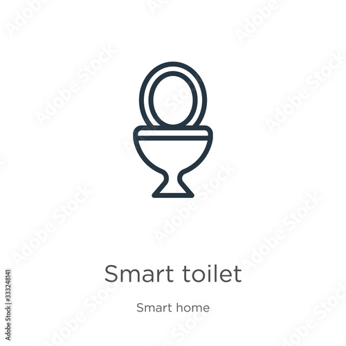 Smart toilet icon. Thin linear smart toilet outline icon isolated on white background from smart home collection. Line vector sign, symbol for web and mobile