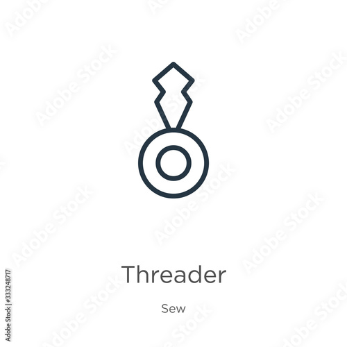 Free Download Threader icon. Thin linear threader outline icon isolated on white background from sew collection. Line vector sign, symbol for web and mobile - GFXLoad