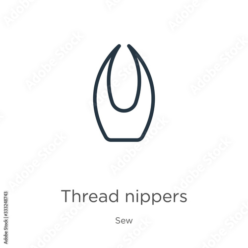 Thread nippers icon. Thin linear thread nippers outline icon isolated on white background from sew collection. Line vector sign, symbol for web and mobile