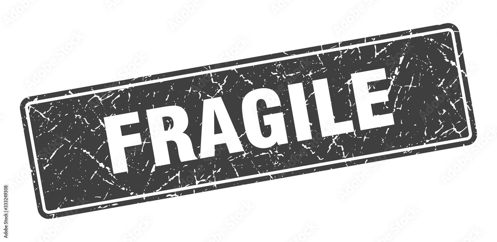fragile stamp. fragile vintage gray label. Sign