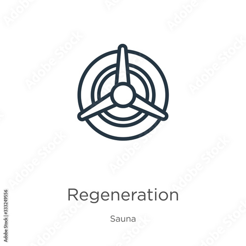 Regeneration icon. Thin linear regeneration outline icon isolated on white background from sauna collection. Line vector sign, symbol for web and mobile