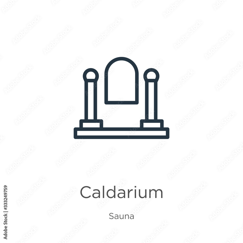 Caldarium icon. Thin linear caldarium outline icon isolated on white background from sauna collection. Line vector sign, symbol for web and mobile Caldarium icon. Thin linear caldarium outline icon isolated on white background from sauna collection. Line vector sign, symbol for web and mobile