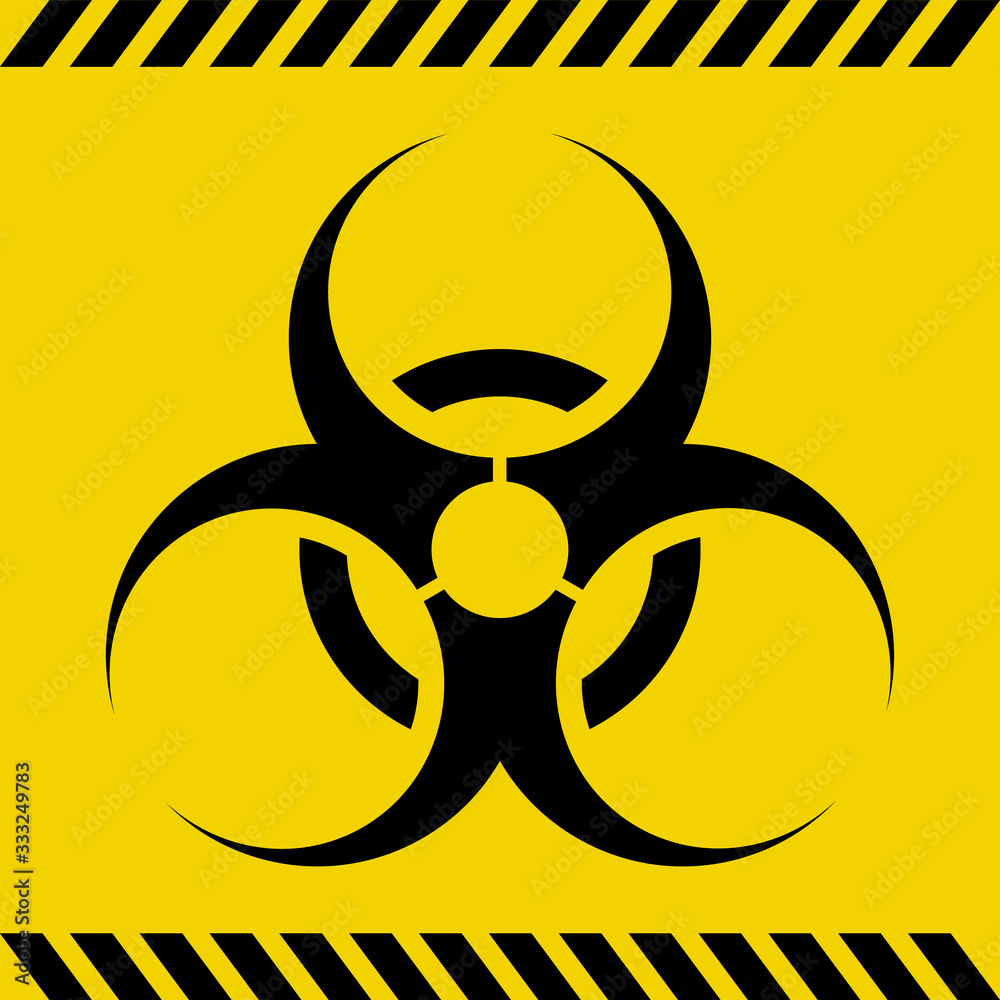 biohazard warning sign, simple flat vector illustration of virus or radiation hazard symbol biohazard warning sign, simple flat vector illustration of virus or radiation hazard symbol