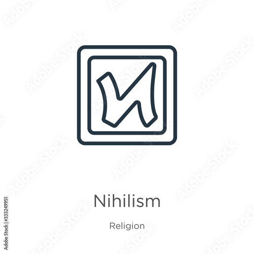 Free Download Nihilism icon. Thin linear nihilism outline icon isolated on white background from religion collection. Line vector sign, symbol for web and mobile - GFXLoad