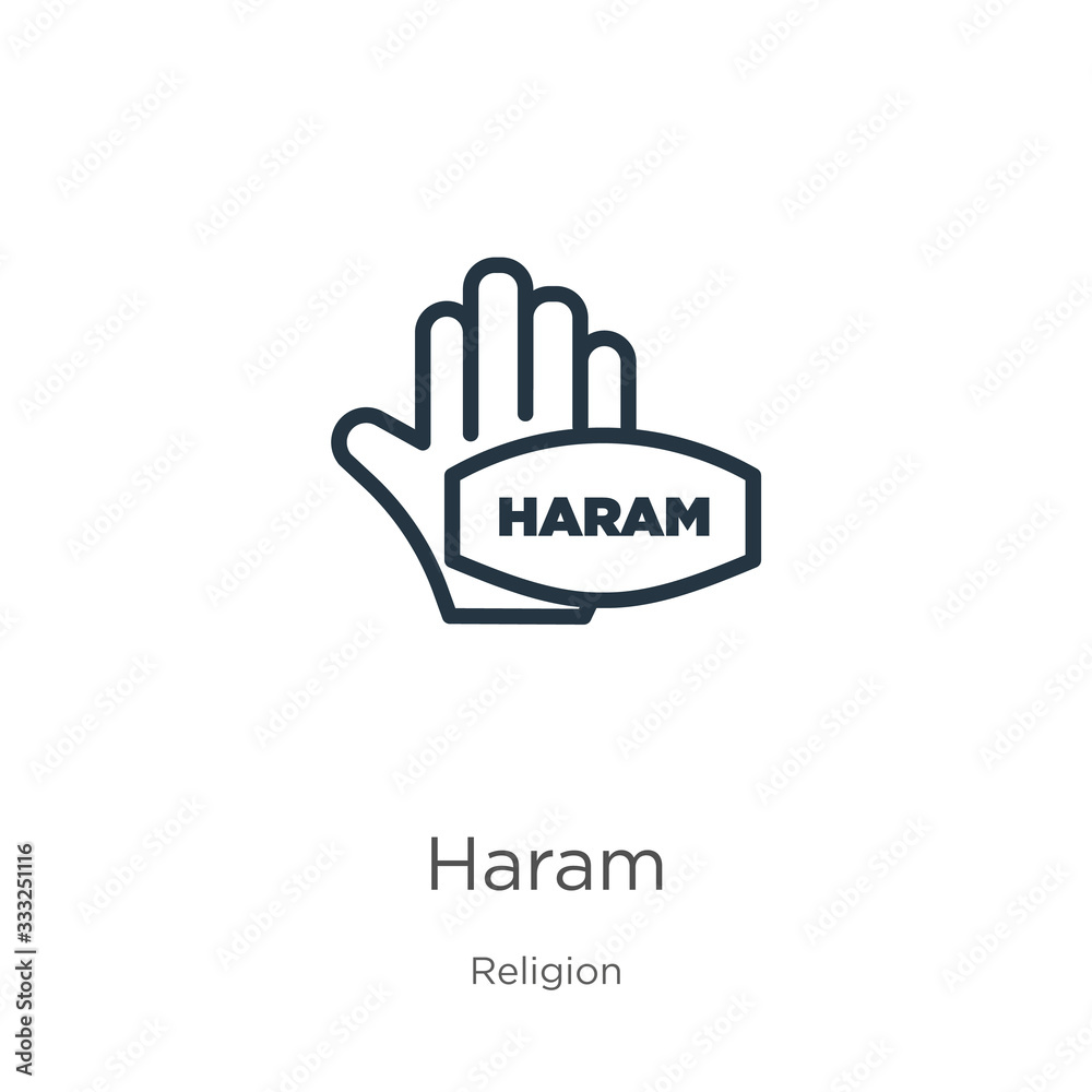 Fototapeta premium Haram icon. Thin linear haram outline icon isolated on white background from religion collection. Line vector sign, symbol for web and mobile