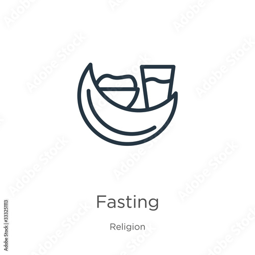 Fasting icon. Thin linear fasting outline icon isolated on white background from religion collection. Line vector sign, symbol for web and mobile