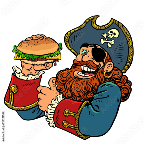 pirate funny character. fast food Burger
