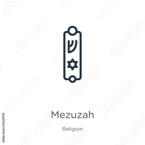 Mezuzah icon. Thin linear mezuzah outline icon isolated on white background from religion collection. Line vector sign, symbol for web and mobile