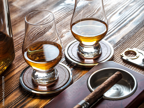 Two glencairn glasses of whisky photo