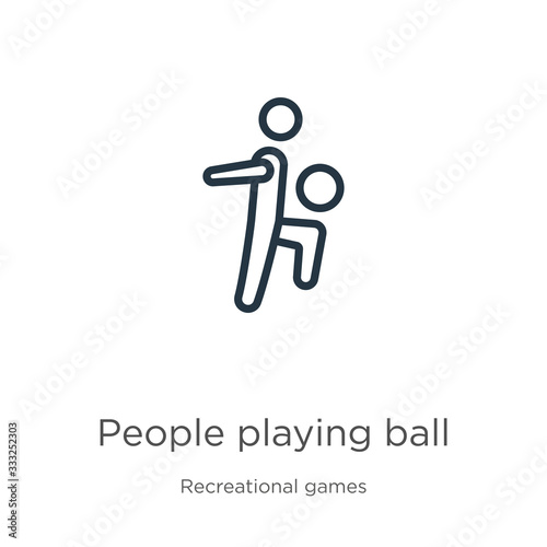 People playing ball icon. Thin linear people playing ball outline icon isolated on white background from recreational games collection. Line vector sign, symbol for web and mobile