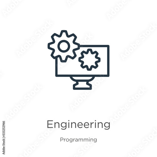 Engineering icon. Thin linear engineering outline icon isolated on white background from programming collection. Line vector sign, symbol for web and mobile