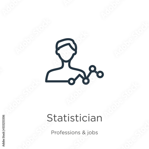Statistician icon. Thin linear statistician outline icon isolated on white background from professions collection. Line vector sign, symbol for web and mobile