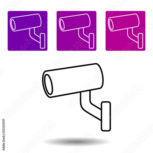 securitiy camera icon. Simple line vector of Web purple color set for UI and UX, website or mobile application