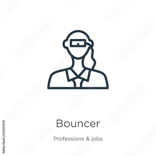 Bouncer icon. Thin linear bouncer outline icon isolated on white background from professions & jobs collection. Line vector sign, symbol for web and mobile