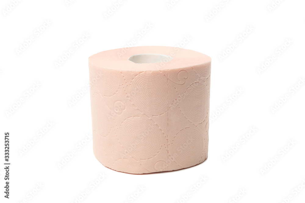 Single toilet paper isolated on white background