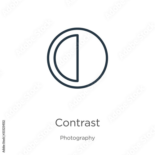 Contrast icon. Thin linear contrast outline icon isolated on white background from photography collection. Line vector sign, symbol for web and mobile