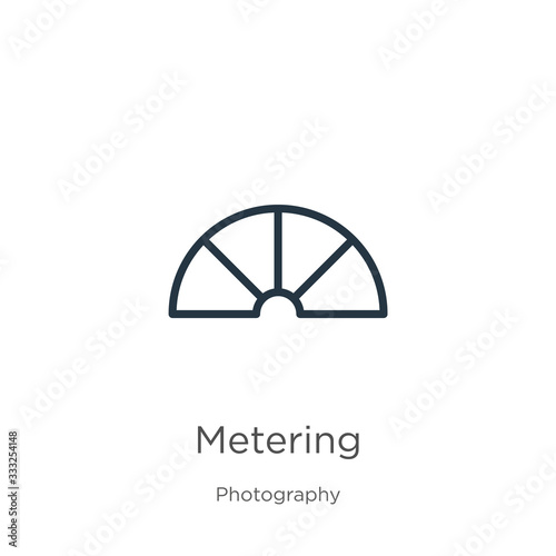 Metering icon. Thin linear metering outline icon isolated on white background from photography collection. Line vector sign, symbol for web and mobile