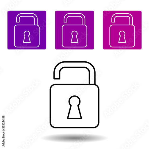 lock icon. Simple line vector of Web purple color set for UI and UX, website or mobile application