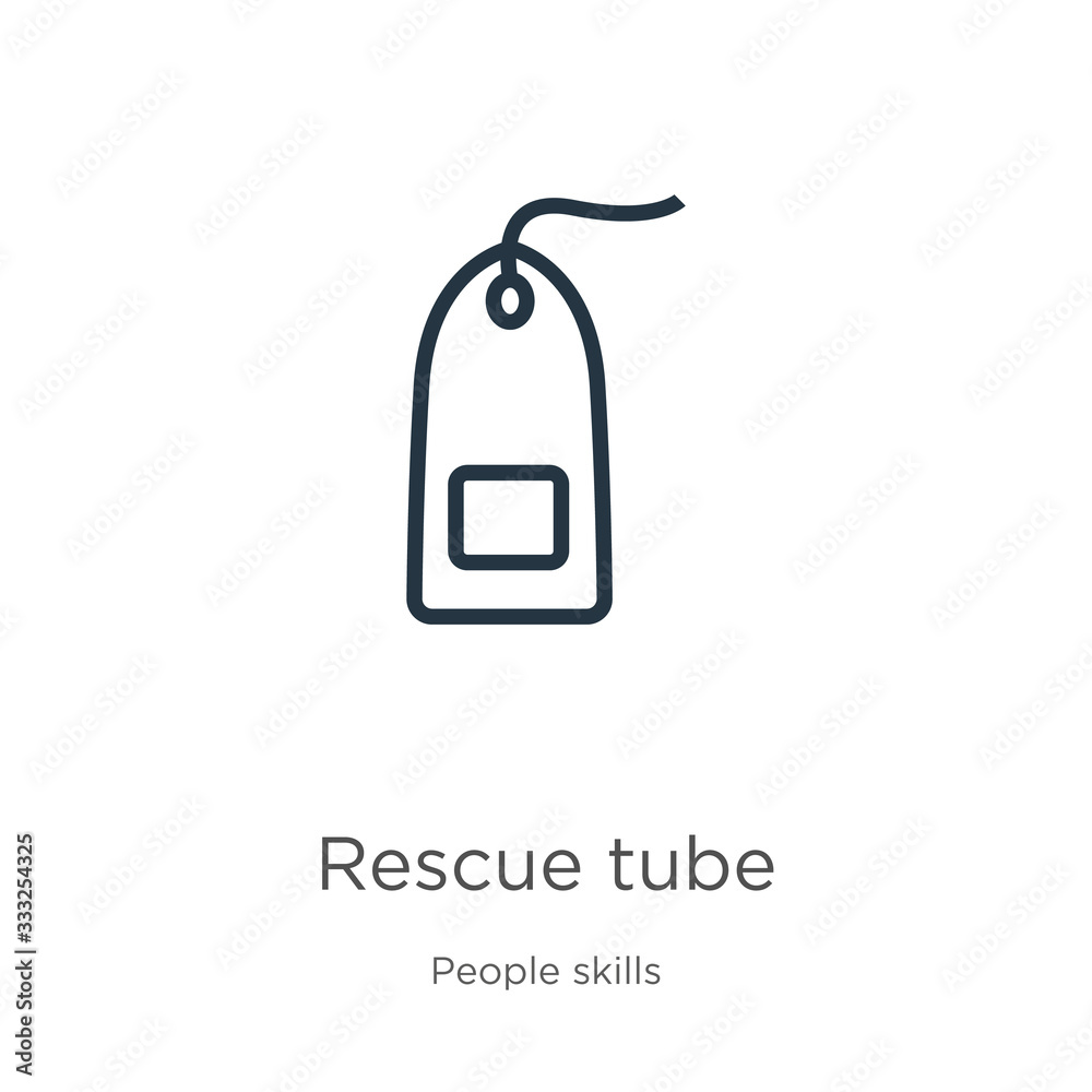 Rescue tube icon. Thin linear rescue tube outline icon isolated on white background from people skills collection. Line vector sign, symbol for web and mobile Rescue tube icon. Thin linear rescue tube outline icon isolated on white background from people skills collection. Line vector sign, symbol for web and mobile