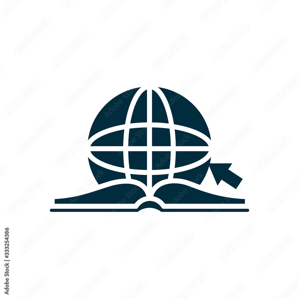 global sphere and eduction book icon, silhouette style global sphere and eduction book icon, silhouette style