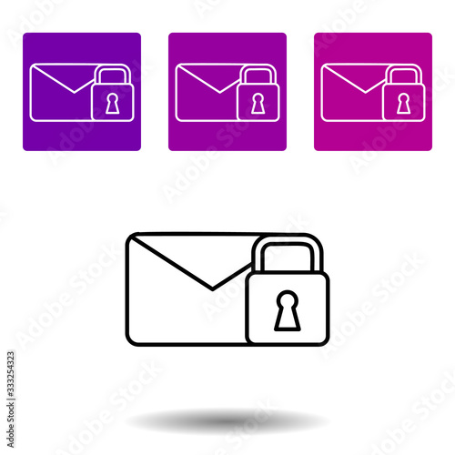 email and lock icon. Simple line vector of Web purple color set for UI and UX, website or mobile application