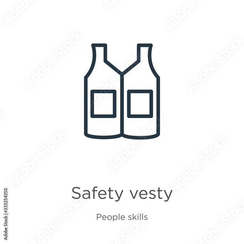 Safety vesty icon. Thin linear safety vesty outline icon isolated on white background from people skills collection. Line vector sign, symbol for web and mobile