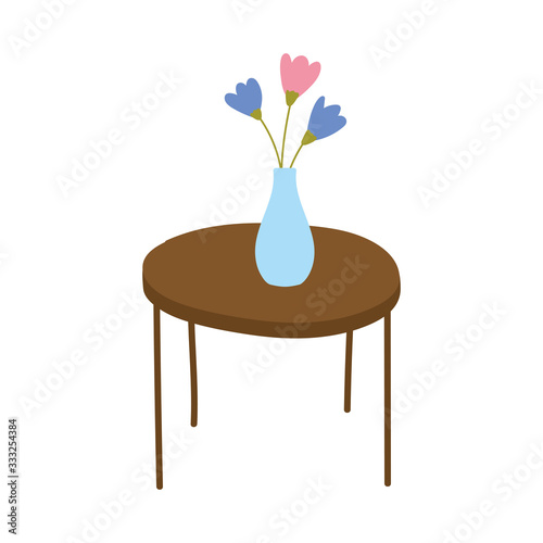flowers in vase on table living decoration isolated icon