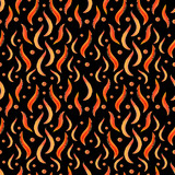 Seamless pattern of acrylic flames. Black background