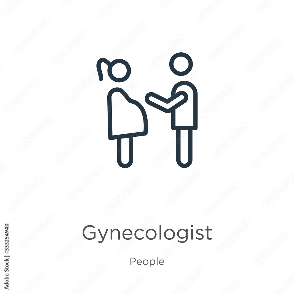 Fototapeta premium Gynecologist icon. Thin linear gynecologist outline icon isolated on white background from people collection. Line vector sign, symbol for web and mobile
