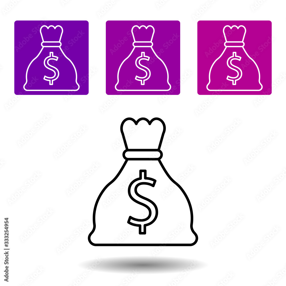 money bag icon. Simple outline vector of Web set for UI and UX, website or mobile application money bag icon. Simple outline vector of Web set for UI and UX, website or mobile application